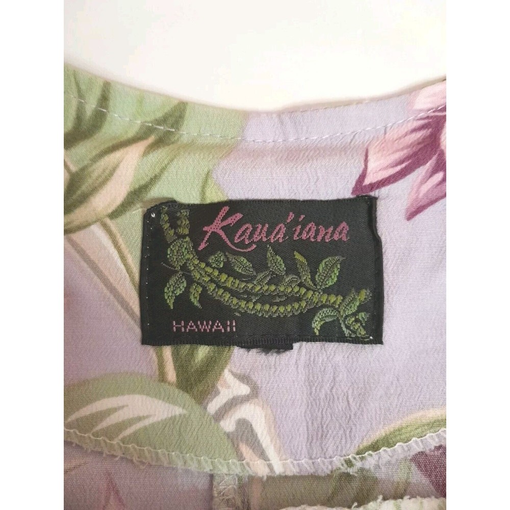 VTG Kaua'iana Hawaii Dress Sz M Tropical Floral Hibiscus Print Lavender Green - Picture 9 of 9